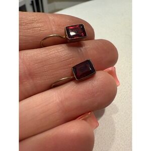 925 SL Sterling Silver Red Garnet Leverback Earrings Elegant Dainty Fine Jewelry